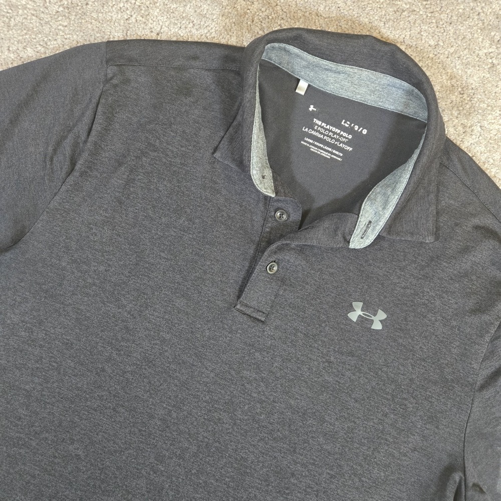 Under Armour Polo Mens Large Charcoal Gray Playoff Polo Performance Golf